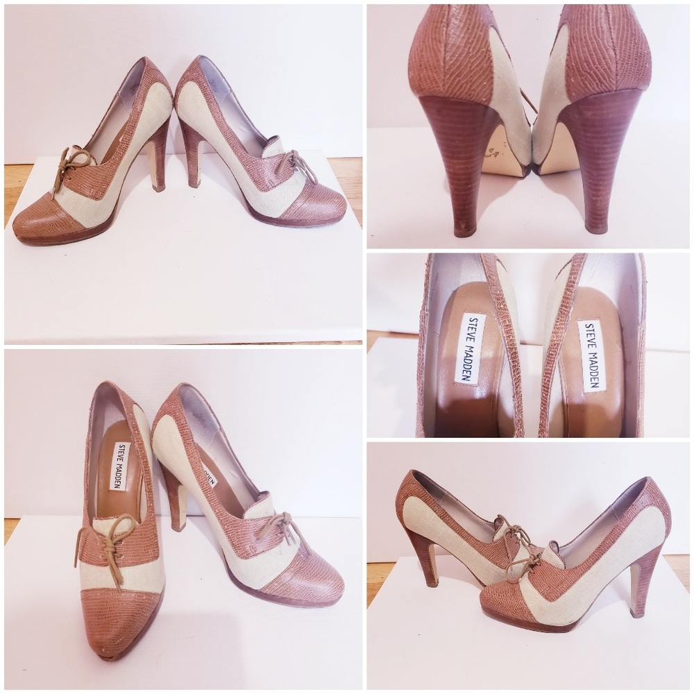 Steve Madden Tan & White Bootie Shoes w/ Heels